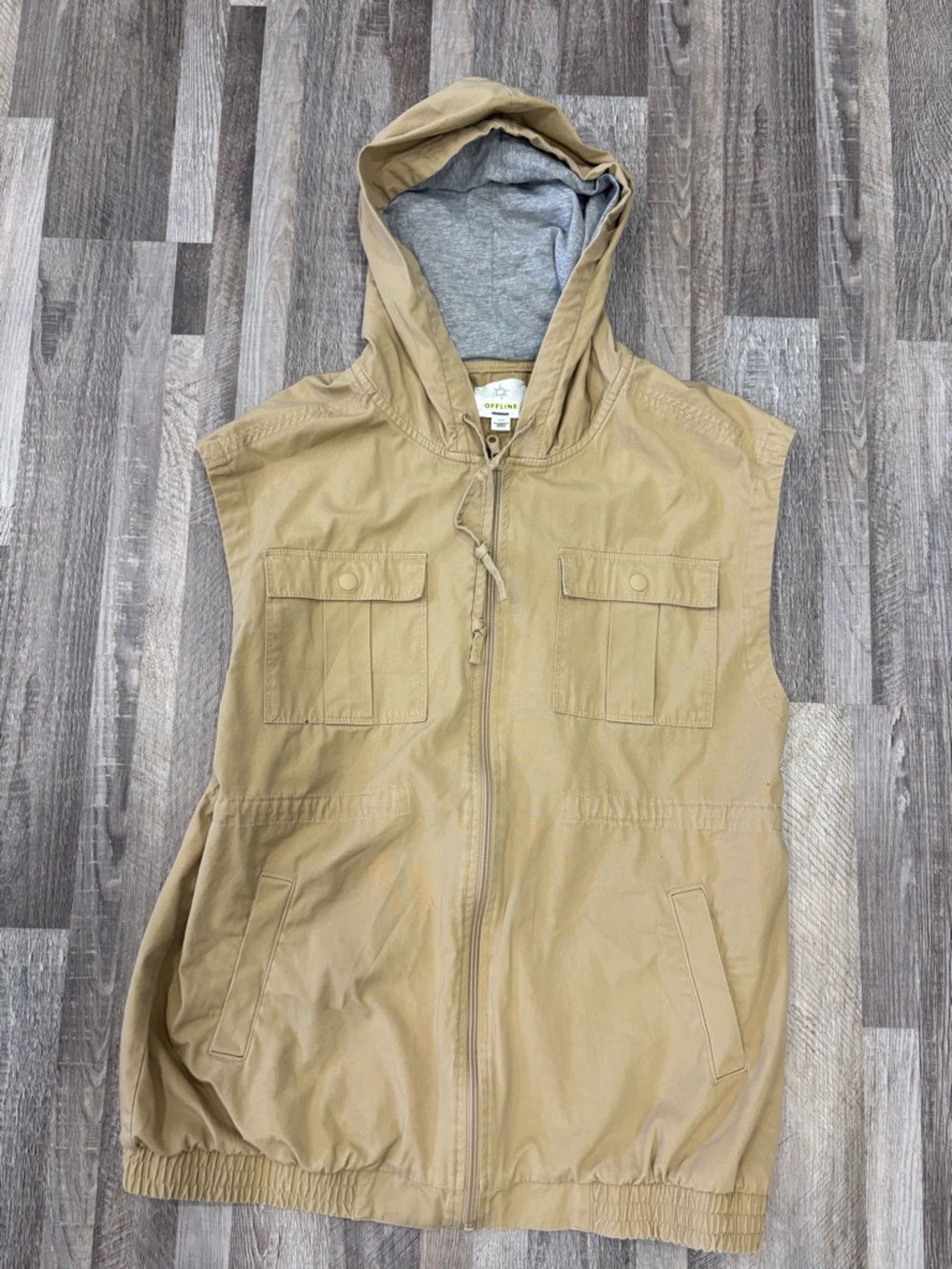 Offline by Aerie Women's Utility Hooded Vest — Beige Size Small - Picture 2 of 4